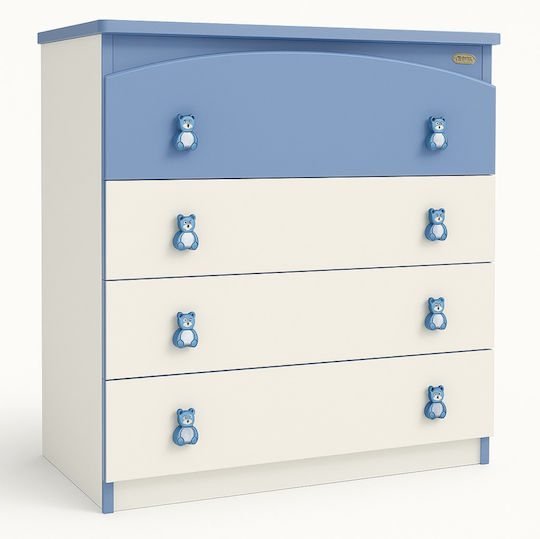 Premium Baby Dresser with 4 Drawers White Blue 80x50x88cm