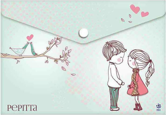 A&G Paper Folder with Button for Paper A4 Light Blue Pepitta Kiss