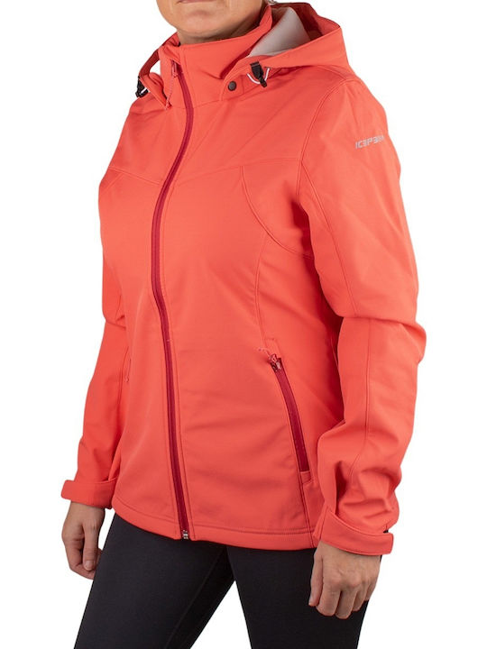 Brenham Women's for Hiking Short Sports Softshell Jacket Waterproof and Windproof for Winter with Detachable Hood Orange