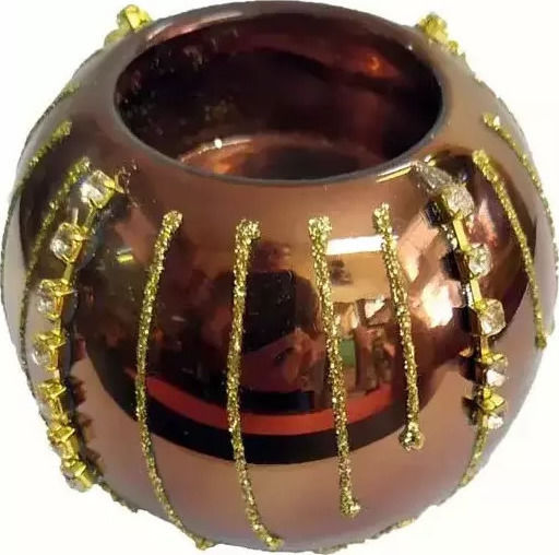 Inart Crăciun Sticlos Suport pentru lumânare Bronz 7x7cm.