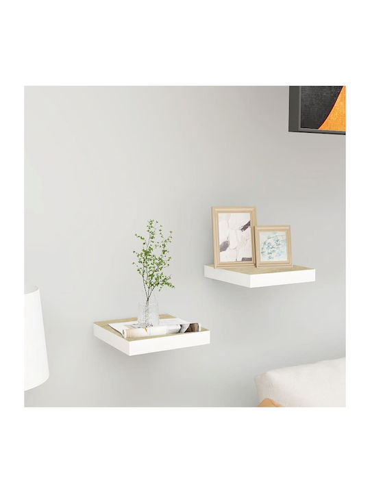 Wall Shelves White / Oak (2 Pieces) 23x23.5x3.8 cm