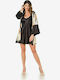 Moongirl Winter Women's Satin Robe with Nightdress Black