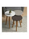 Round Side Coffee Table Soul Wooden White / Cappuccino / Brown 3 Pieces W33.5xL33.5xH46cm