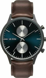 Le Dom Prime Battery Chronograph Watch with Leather Strap Brown