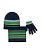 Stamion Kids Beanie Set with Scarf & Gloves Knitted Navy Blue