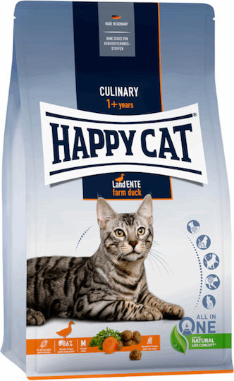 Happy Cat Culinary Ξηρά Τροφή χωρίς Σιτηρά για Ενήλικες Γάτες με Ευαίσθητο Ουροποιητικό με Πάπια 1.3kg