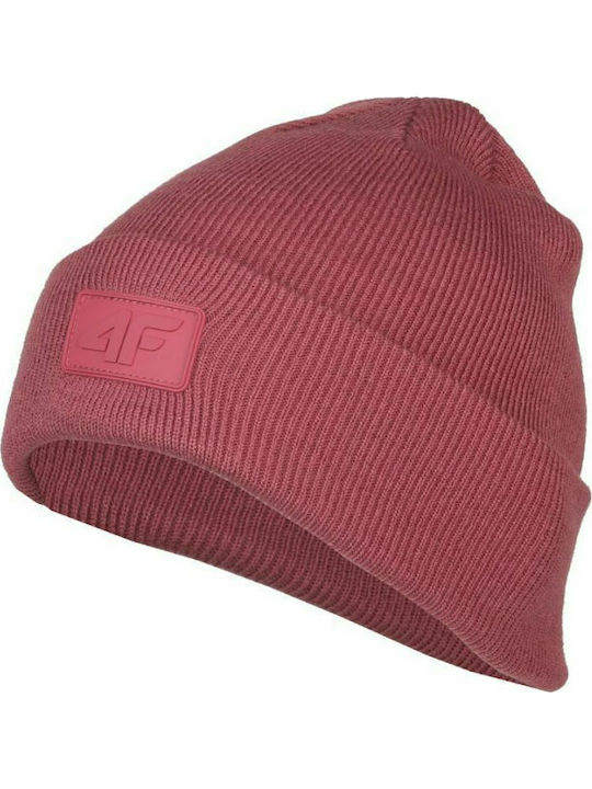 4F Beanie Γυναικείος Σκούφος Πλεκτός σε Ροζ χρώμα