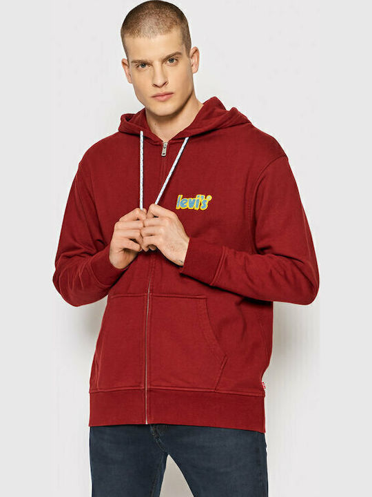 Graphic Sweatshirt mit Kapuze Burgundisch