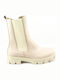 Leder Stiefeletten Damen Cream