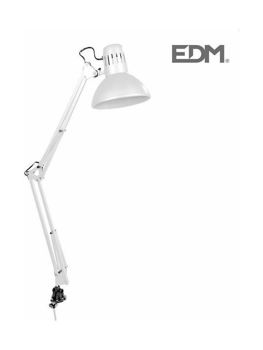Bürobeleuchtung mit klappbarem Arm für E27 Lampen in Weiß Farbe