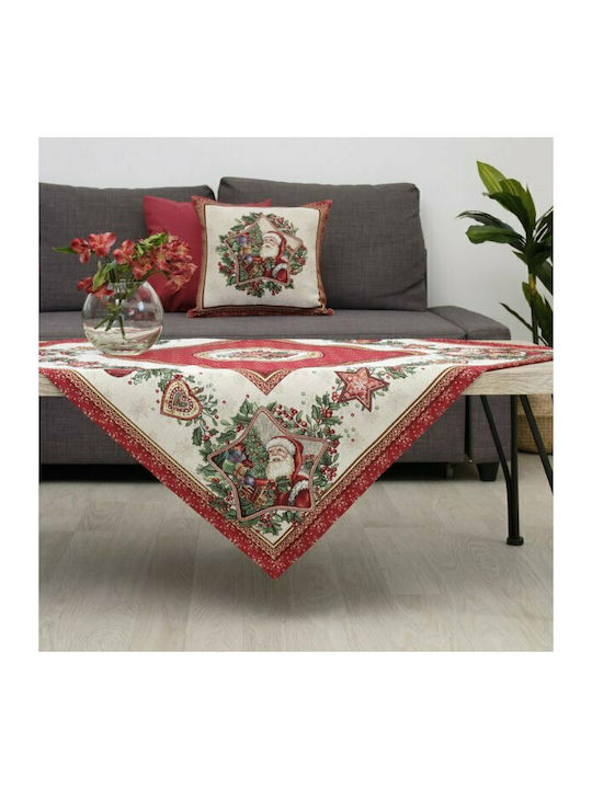 Dimeco 8940 Christmas Tablecloth Square Fabric Red L100xW100cm 1pcs