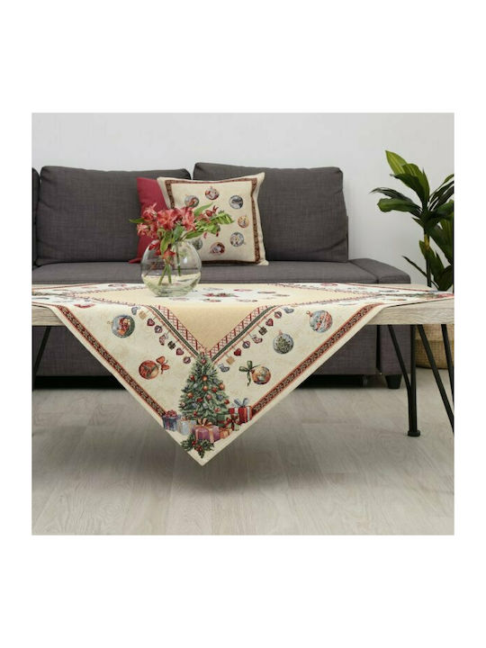 Dimeco 8928 Ornament de Crăciun Față de masă Pătrat Material textil Bej M100xL100cm 1buc