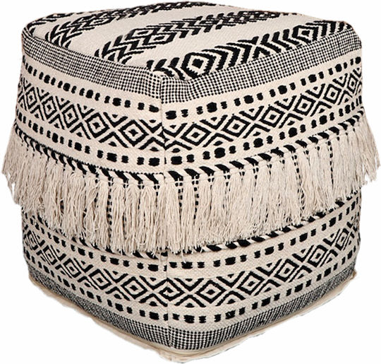 Πуф За табуретка White Ivory / Black 45x45x45см