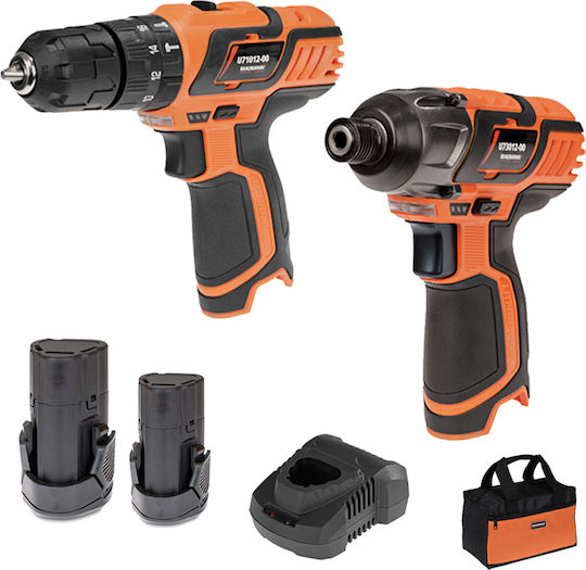 Krausmann US117-22S Set Bohrer & Schlagschraubendreher 12V mit 2 Batterien 2Ah und Hülle