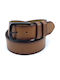 -A Wide Men's Belt Leather Dark Cognac