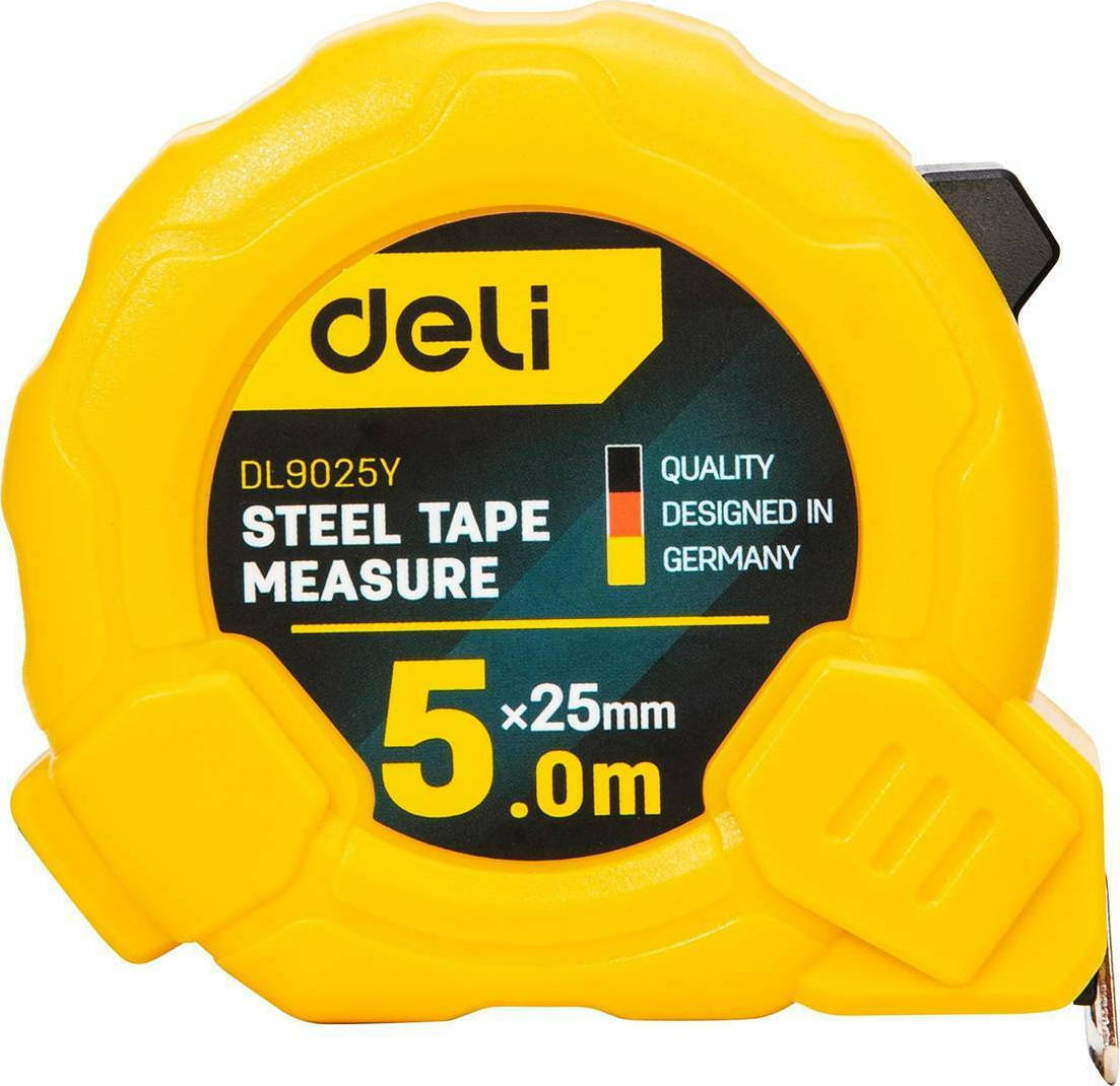 Steel Measuring Tape 5m/25mm Deli Tools EDL9025Y (yellow)