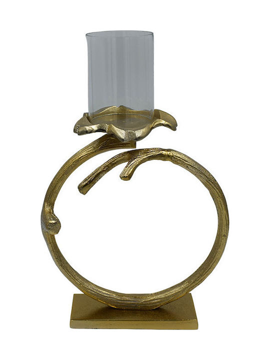 Καρβούνης Candle Holder suitable for Tealights Glass Gold 23x7x33cm 1pcs