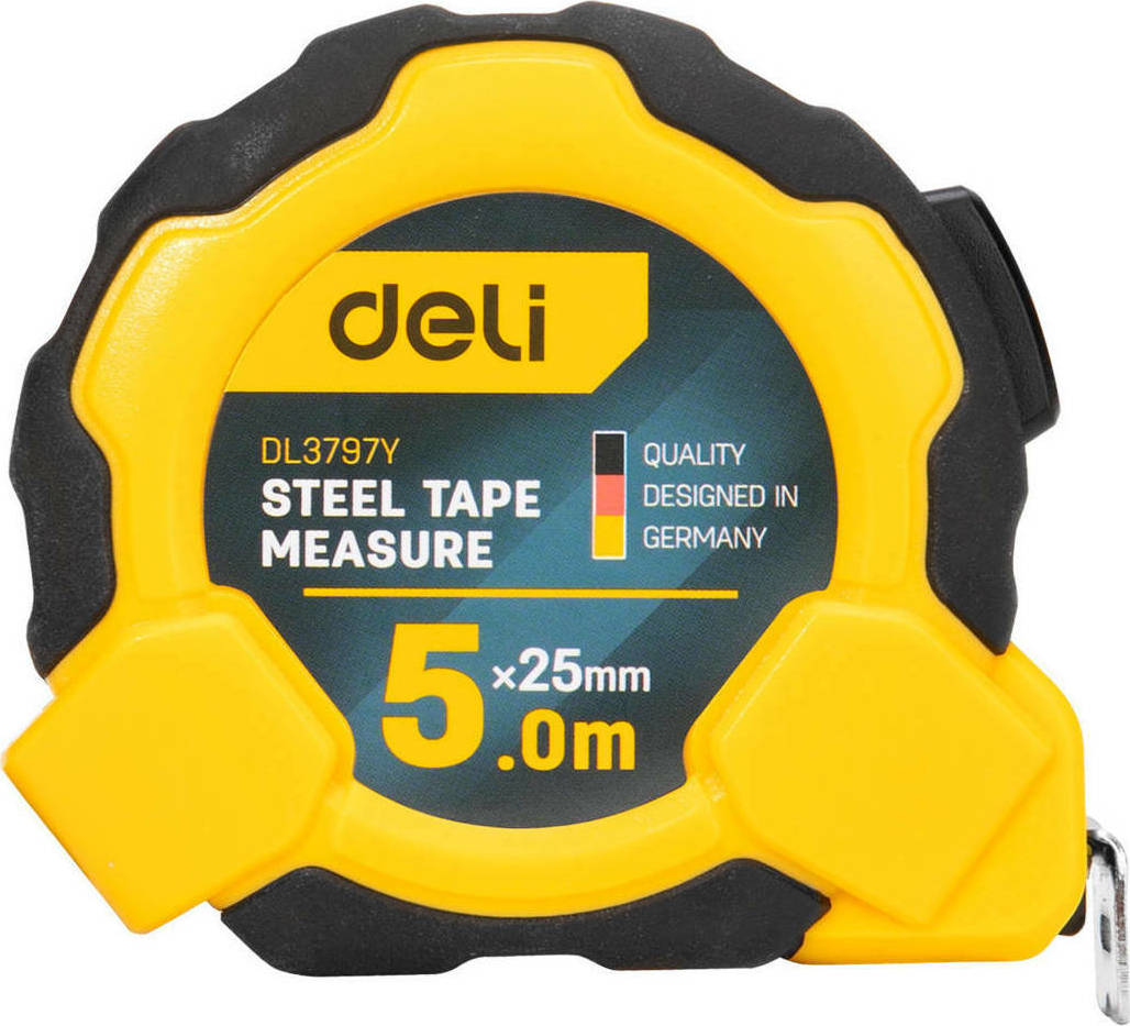 Steel Measuring Tape 5m/25mm Deli Tools EDL3797Y(yellow)