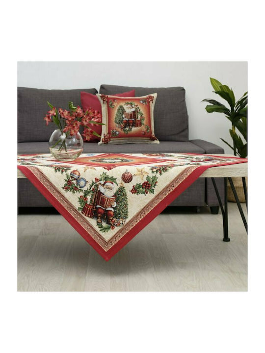 Dimeco 8930 Christmas Tablecloth Square Fabric Red L100xW100cm 1pcs