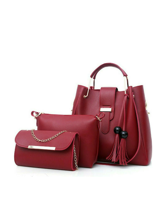 Set Damentasche Shopper Schultertasche Rot
