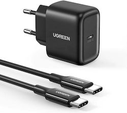 Ugreen Зарядно устройство с USB-C порт и кабел USB-C 25W Доставка на енергия Черно (CD250)