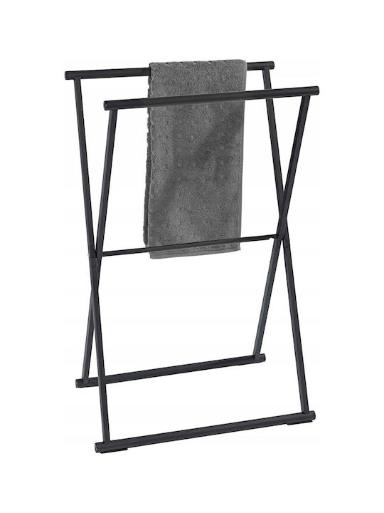 Wenko 237091121 Double Floor Standing Bathroom Freestanding Towel Rack ​35x80.5cm Inox Black