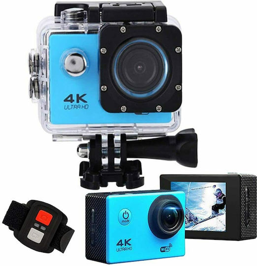 4K Sports Ultra HD Action Camera HD (720p) Υποβρύχια (με Θήκη) με Οθόνη 2" και Wi-Fi Μπλε