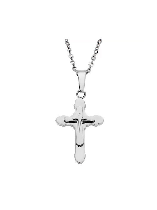 Cross with Steel Chain - Silver