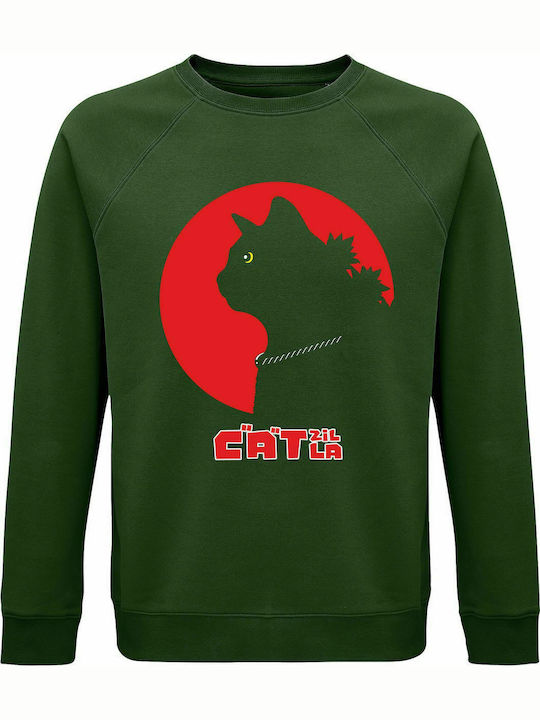 Sweatshirt Unisex, Organic " CAT ZILA ", Dark green