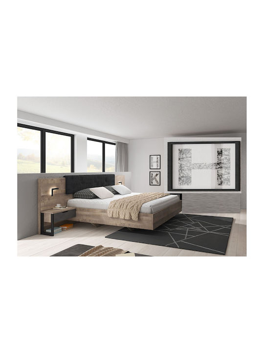 Schlafzimmer Set Arden Natural / Anthracite 160x200cm 3Stück