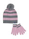Stamion Kids Beanie Set with Gloves Knitted Pink