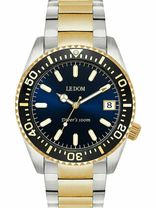 Le Dom Men's Watch 44mm Battery with Metal Brac...