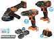 Krausmann US115-24SB Set Eckiges Rad & Bohrer & Schlagschraubendreher Brushless 20V mit 2 Batterien 4Ah und Hülle