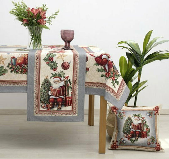 Dimeco Dimeco 8930 Christmas Tablecloth Runner Fabric Silver L220xW140cm.