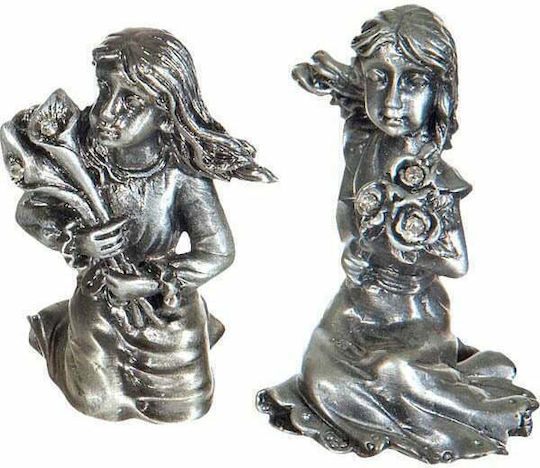 JK Home Decoration Коледна Фигура Angel Сребристо 4бр