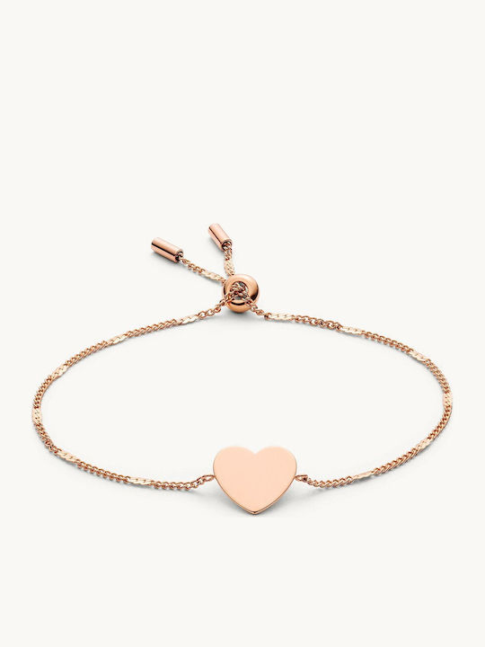 Fossil Lane Heart Women's Bracelet Chain with Heart Design in Gold Plated Stainless Steel 16.5cm