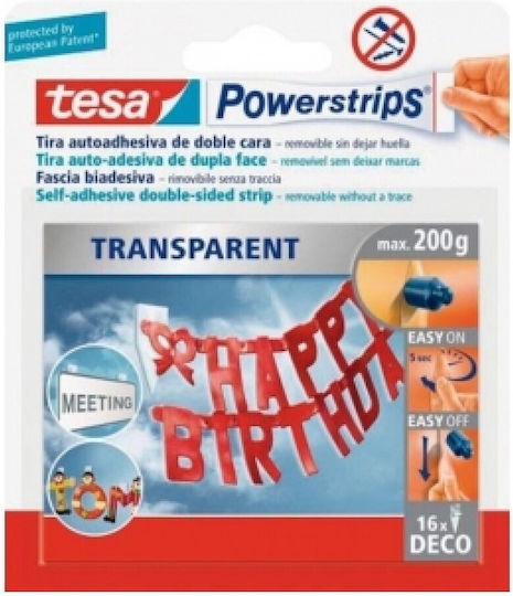 Tesa Αυτοκόλλητη Επανατοποθετούμενη Ταινία 16τμχ