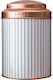 Laura Ashley Candy Stripe Vase General Use with Lid Metallic White 12x12x18cm