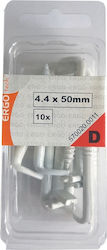 Ergo Στραβόκαρφα Βιδωτά Πλακέ Λευκά 4.4x50mm 10τμχ