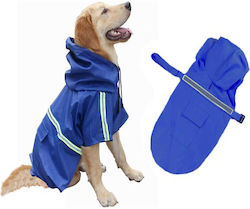 Blue Waterproof Dog Coat with Hood with 85cm Back Length