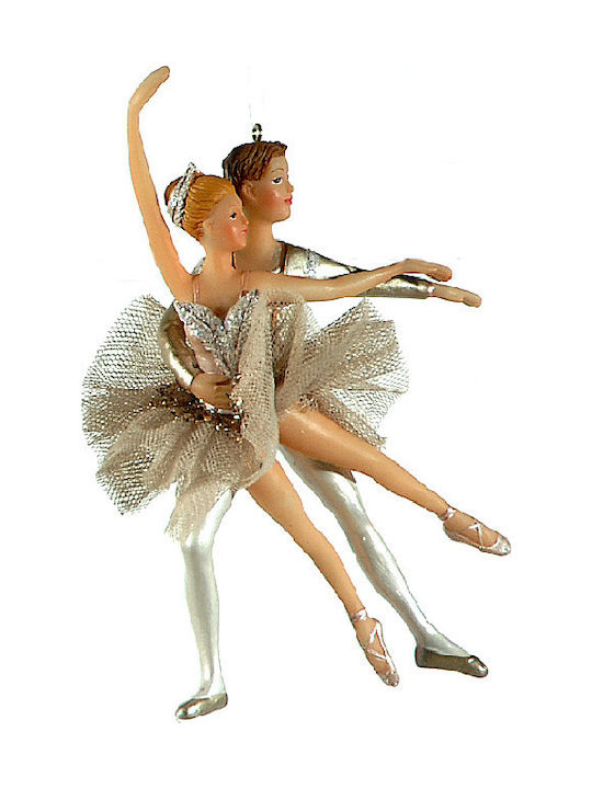 Ballett-Paar Ornament silbernes Outfit 12cm