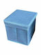 Stool For Living Room With Storage Space Upholstered with Fabric Light Blue 31x31x31cm