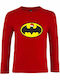 Kids Long Sleeve " Batman loves Christmas ", Red