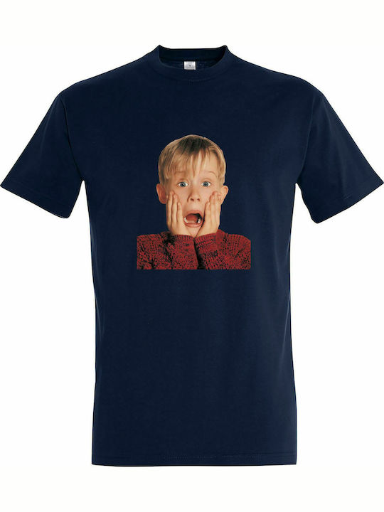 T-shirt Unisex " Home Alone Face, Christmas Face " French Navy