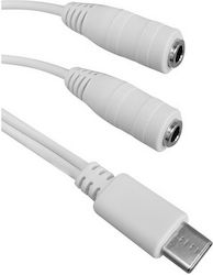 Powertech CAB-UC055 USB-C male σε 3.5mm 2x female
