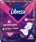 Libresse Goodnight Ultra+ X-Large Sanitary Pads with Wings for Heavy Flow 4 Drops 8pcs