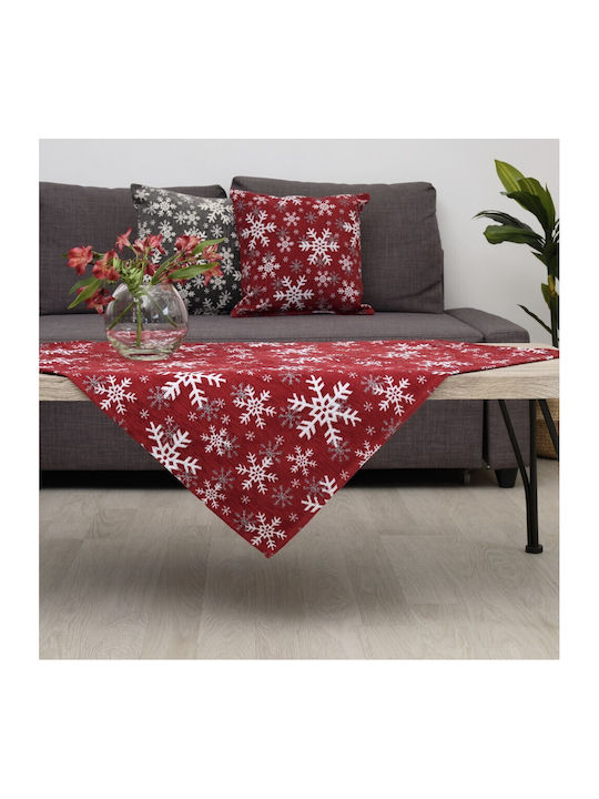 Dimeco Chenille Christmas Tablecloth Square Fabric Red L90xW90cm 1pcs