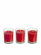 JK Home Decoration Christmas Glass Red Candle 3pcs