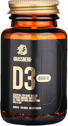 Grassberg Vitamin D3 Vitamin for Immune System Boost & Bone Health 4000iu 90 caps