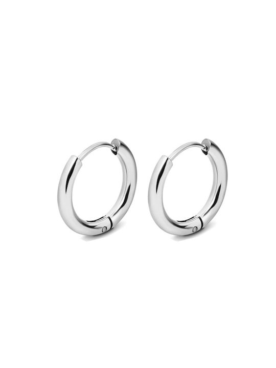 Unisex earrings hoops steel 316 silver 14mm Art02102